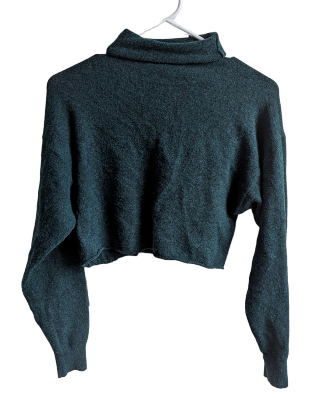 Aritzia Wilfred Womens Lorin Cropped Green Sweater Alpaca Blend Turtleneck 2XS